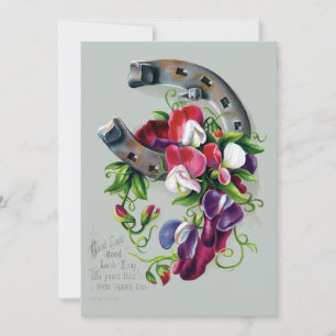 Tarjeta Festiva Año Nuevo de la Vieja Era Victoriana