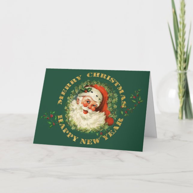 Tarjeta Festiva Año Nuevo de los Navidades de Santa Claus (Anverso)