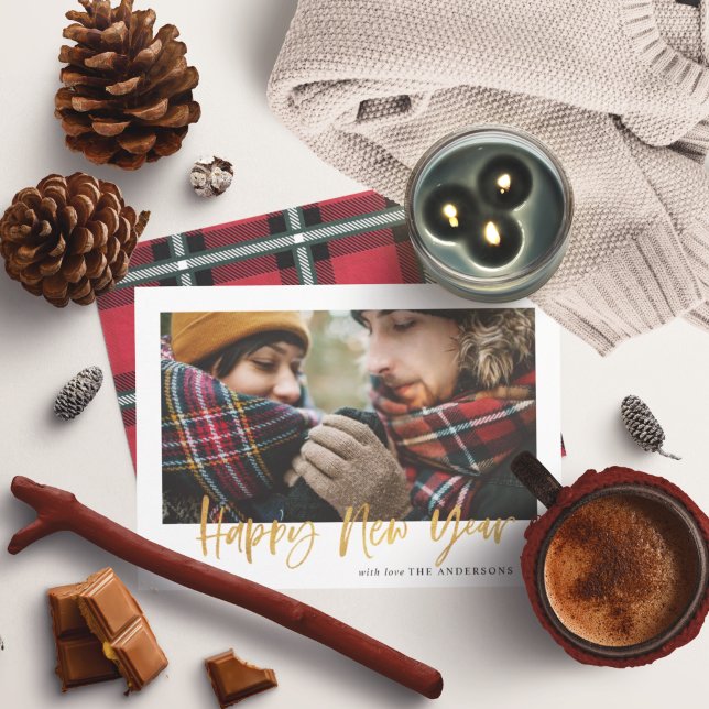 Tarjeta Festiva Año nuevo del guión rojo tartán moderno Navidades  (Subido por el creador)