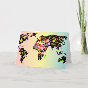 Tarjeta Festiva Año Nuevo del mapa del mundo