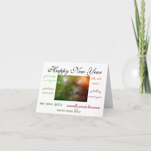 Tarjeta Festiva Año Nuevo del Mundo (Anverso)