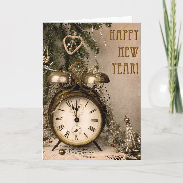 Tarjeta Festiva Año Nuevo del vintage (Anverso)
