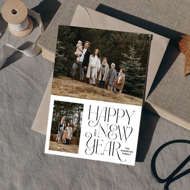 Tarjeta Festiva Año nuevo dos foto simple (Subido por el creador)