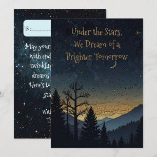 Tarjeta Festiva Año Nuevo Estrellado Sueños Dorados