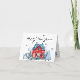 Tarjeta Festiva Año Nuevo Feliz Caprichoso de Invierno 
