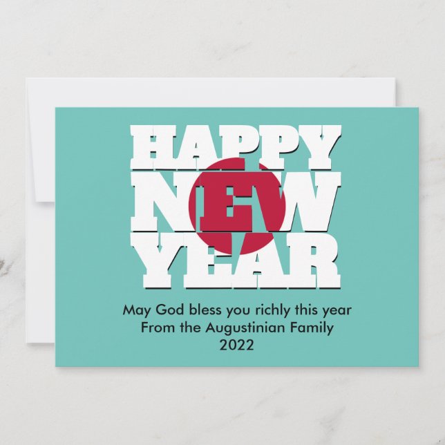 Tarjeta Festiva AÑO NUEVO FELIZ cristiana en Japón Nengajo (Anverso)