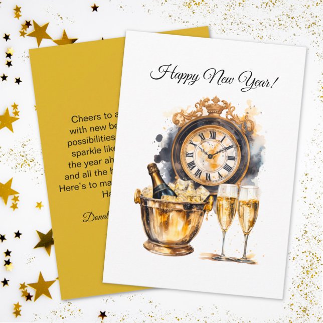 Tarjeta Festiva Año Nuevo Feliz de Oro y Negro (Subido por el creador)