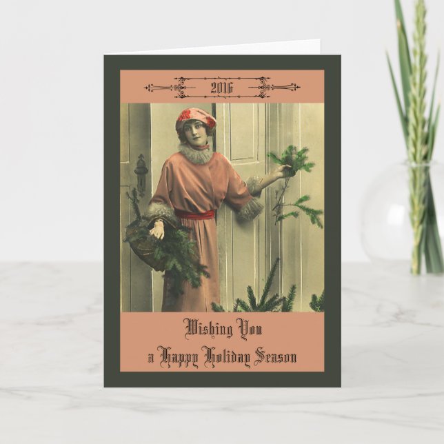 Tarjeta Festiva Año Nuevo Feliz de Victoria (Anverso)