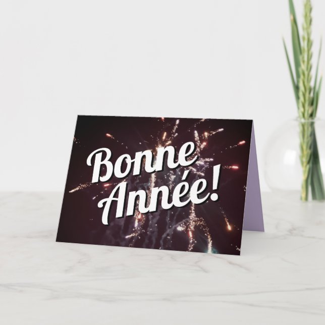 Tarjeta Festiva Año Nuevo Feliz en Francia | Descargar texto de en (Anverso)