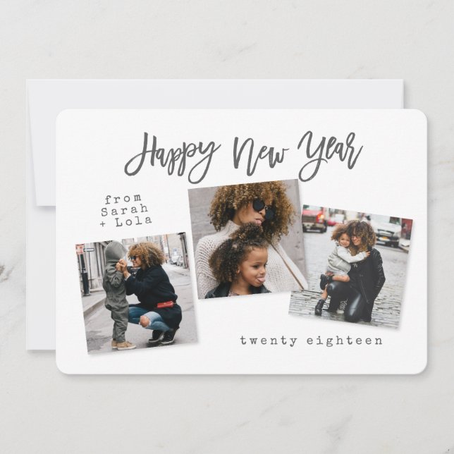 TARJETA FESTIVA AÑO NUEVO FELIZ URBANO MODERNO (Anverso)