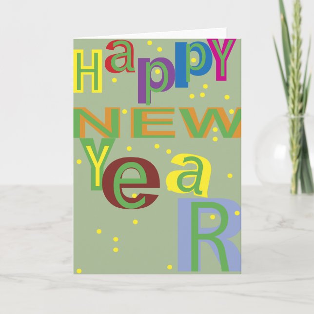 Tarjeta Festiva Año nuevo festivo de Confetti Splash (Anverso)