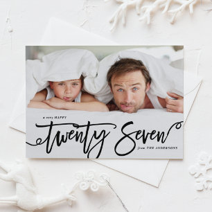 Tarjeta Festiva Año Nuevo Foto Caligrafía Moderna 2027 Negra