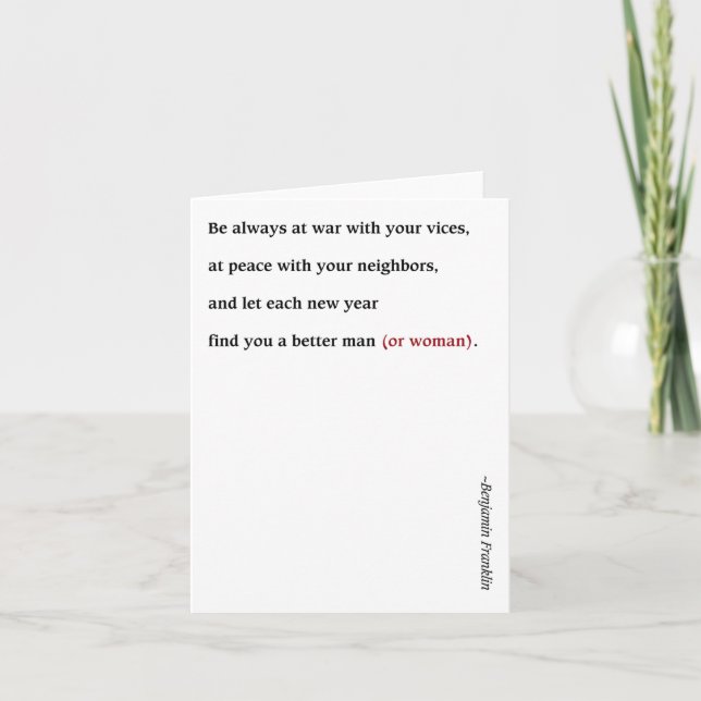 Tarjeta Festiva Año Nuevo - Franklin (Anverso)