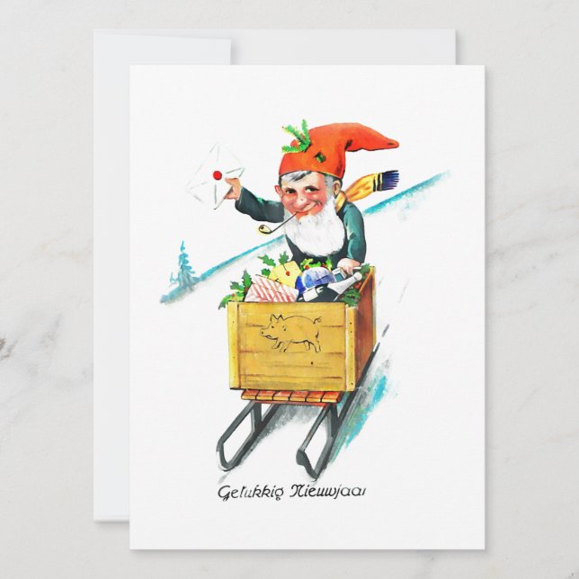 Tarjeta Festiva Año Nuevo holandés Gelukkig Nieuwjaar (Anverso)