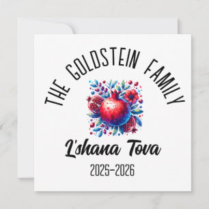 Tarjeta Festiva Año Nuevo Judío Rosh Hashanah Nombre Personalizado