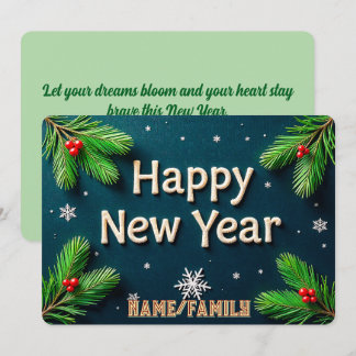 Tarjeta Festiva Año Nuevo Letras Doradas