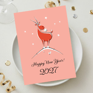 Tarjeta Festiva Año Nuevo Lunar Chino Cabra 2027 Fiesta del Zodiac