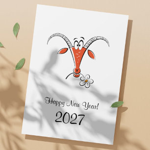 Tarjeta Festiva Año Nuevo Lunar Chino Cabra de Fuego 2027 Zodiaco
