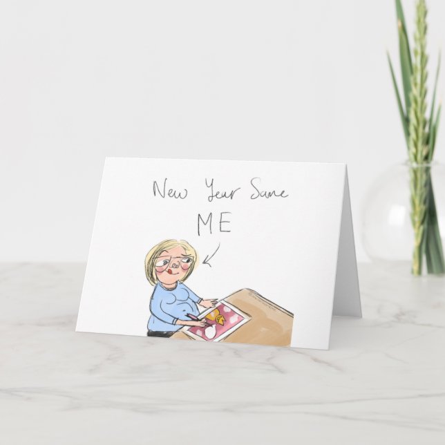 Tarjeta Festiva Año Nuevo Me Mismo. (Anverso)