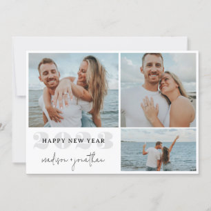 Tarjeta Festiva Año Nuevo minimalista con fotografías múltiples
