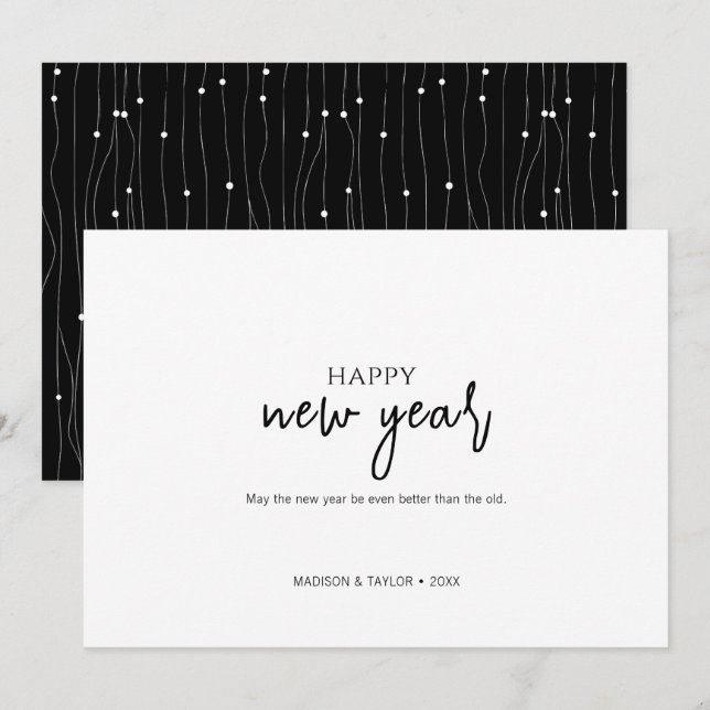 Tarjeta Festiva Año Nuevo Minimalista simple (Anverso / Reverso)