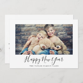 Tarjeta Festiva Año Nuevo Mínimo Feliz | El Panorama De Revisión D