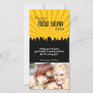 Tarjeta Festiva AÑO NUEVO MODERNO PHOTOCARD:: paisaje urbano P1