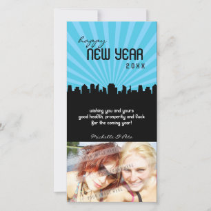 Tarjeta Festiva AÑO NUEVO MODERNO PHOTOCARD:: paisaje urbano P4