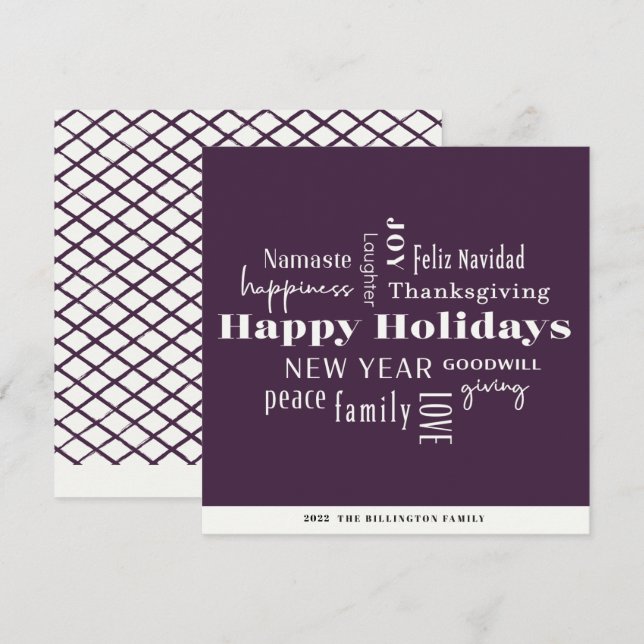 Tarjeta Festiva Año Nuevo muchos saludos a la berenjena (Anverso / Reverso)