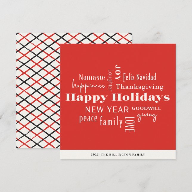 Tarjeta Festiva Año Nuevo muchos saludos Plaza Roja (Anverso / Reverso)