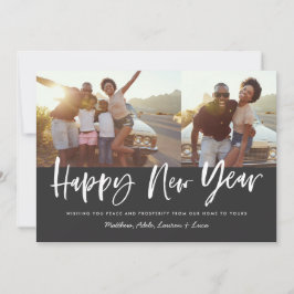 Tarjeta Festiva Año Nuevo multifoto escritura moderna vacaciones e