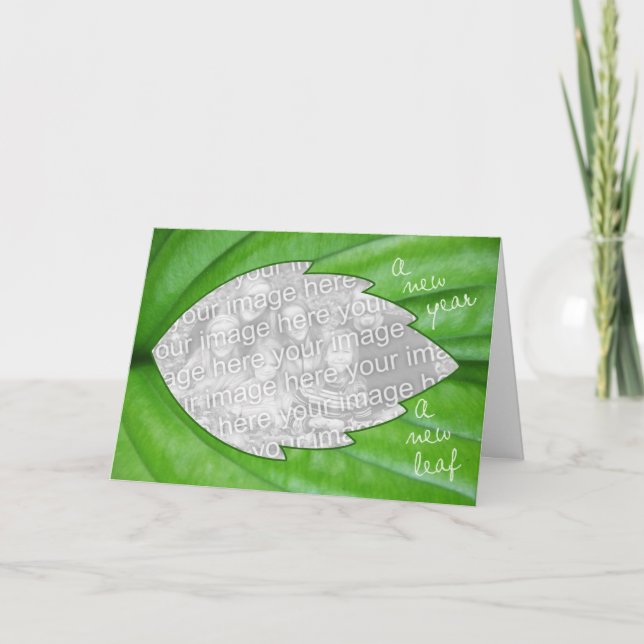 Tarjeta Festiva Año Nuevo, nueva hoja con tu foto y poema (Anverso)