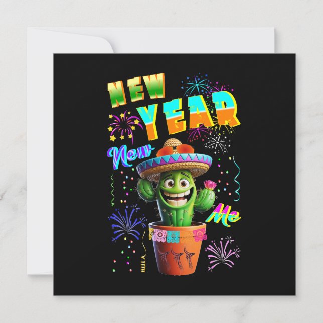 Tarjeta Festiva Año Nuevo Nuevo Yo (Anverso)