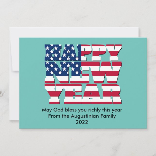 Tarjeta Festiva AÑO NUEVO Patriótico Cristiano FELIZ (Anverso)