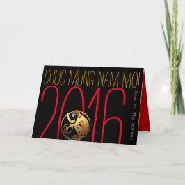 Tarjeta Festiva Año nuevo personalizado de mono vietnamita moderno