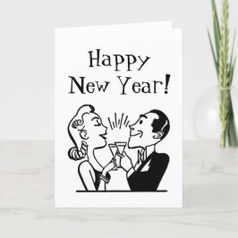 Tarjeta Festiva Año Nuevo retro