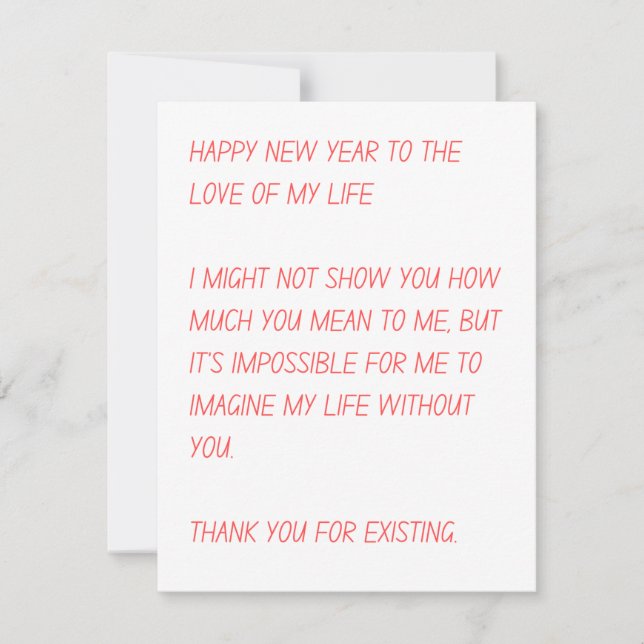 Tarjeta Festiva Año nuevo romántico (Anverso)