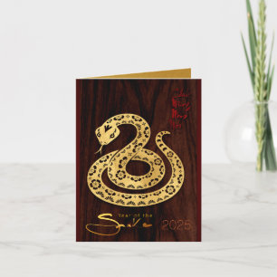 Tarjeta Festiva Año Nuevo Serpiente de Madera Vietnamita Dorada 20