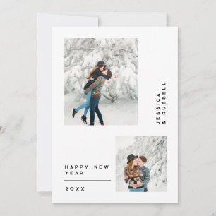 Tarjeta Festiva año nuevo simple multifoto feliz