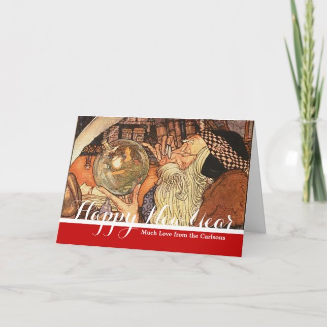 Tarjeta Festiva Año Nuevo Tiempo de Padre Antiguo (Anverso)