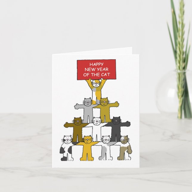 Tarjeta Festiva Año nuevo vietnamita del gato (Anverso)