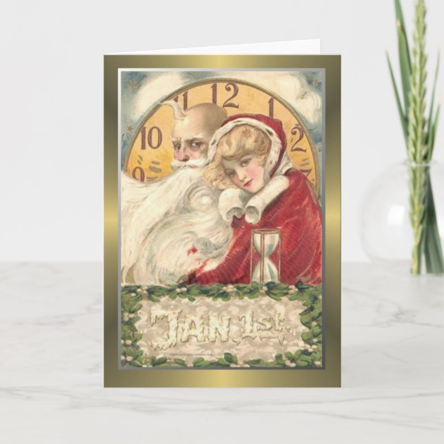 Tarjeta Festiva Año nuevo vintage (Anverso)