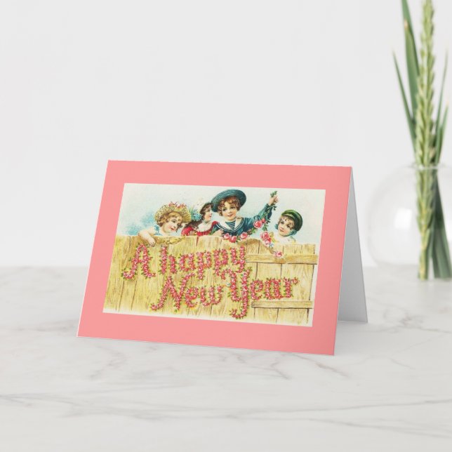 Tarjeta Festiva Año nuevo vintage (Anverso)