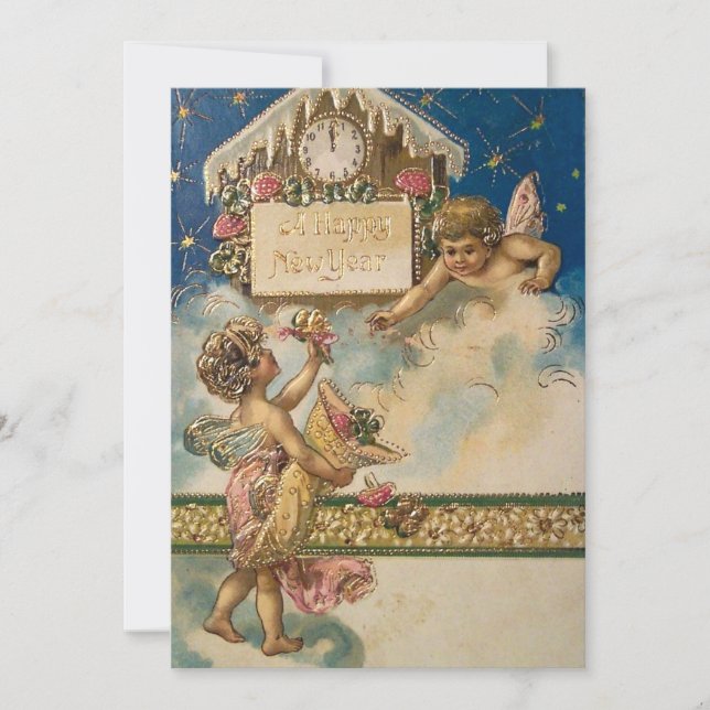 Tarjeta Festiva Año nuevo vintage (Anverso)