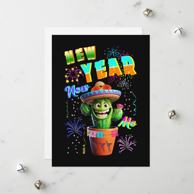 Tarjeta Festiva Año Nuevo Yo Nuevo (Anverso/Reverso In Situ)