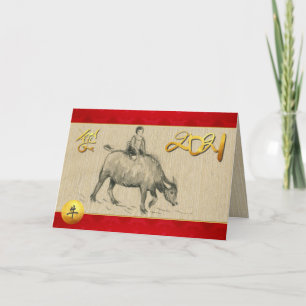Tarjeta Festiva Año Ox Chino Chino de Búfalo de Agua 2021 GC