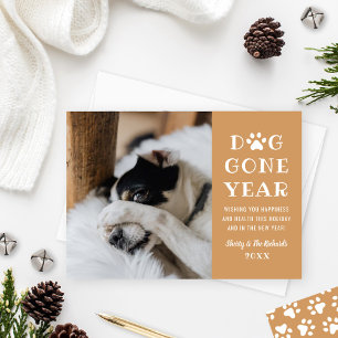 Tarjeta Festiva Año Perro Divertido Cognac Foto de Mascota