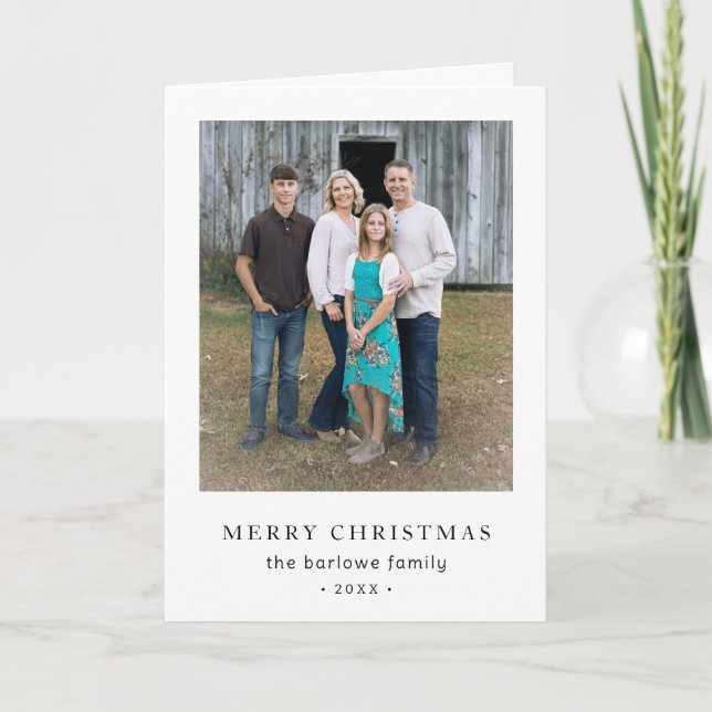 Tarjeta Festiva Año simple en reseña foto Navidades modernos (Anverso)