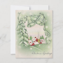 Tarjeta Festiva Años 1950: Campanas de Navidades retro