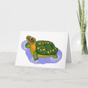Tarjeta Festiva Años Nuevos de tortuga